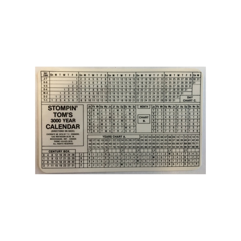 3000 Year Calendar Stompin' Tom Store